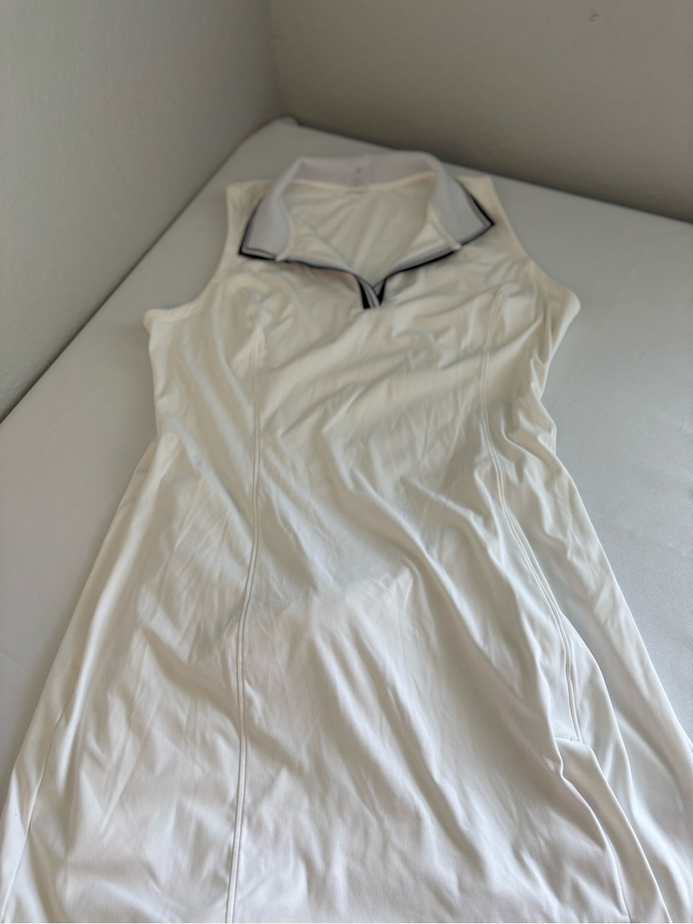 Calla Sleeveless White Midi Golf Sport Dress with Contrast Collar Tennis Preppy
